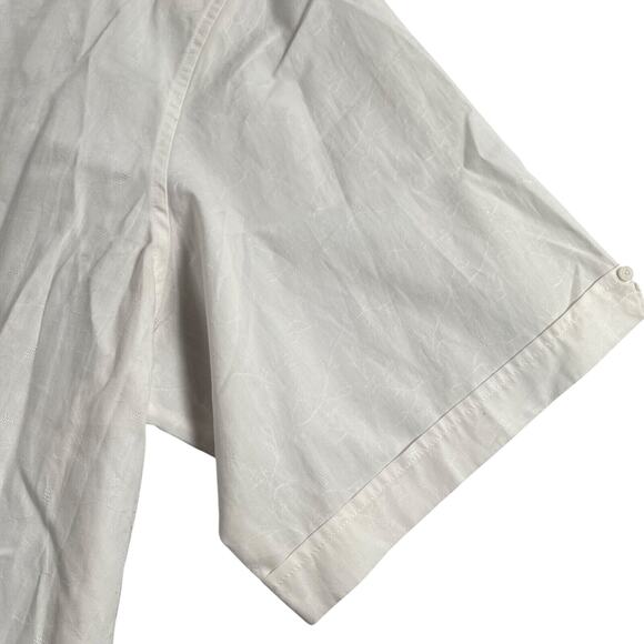 Cubavera Shirt Mens 4X White Tonal Floral Jacquard Stripe Panel Short Sleeve - Picture 4 of 8